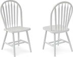 IC International Concepts Solid Wood Windsor ArrowBack Dining Chair with Plain Legs, White