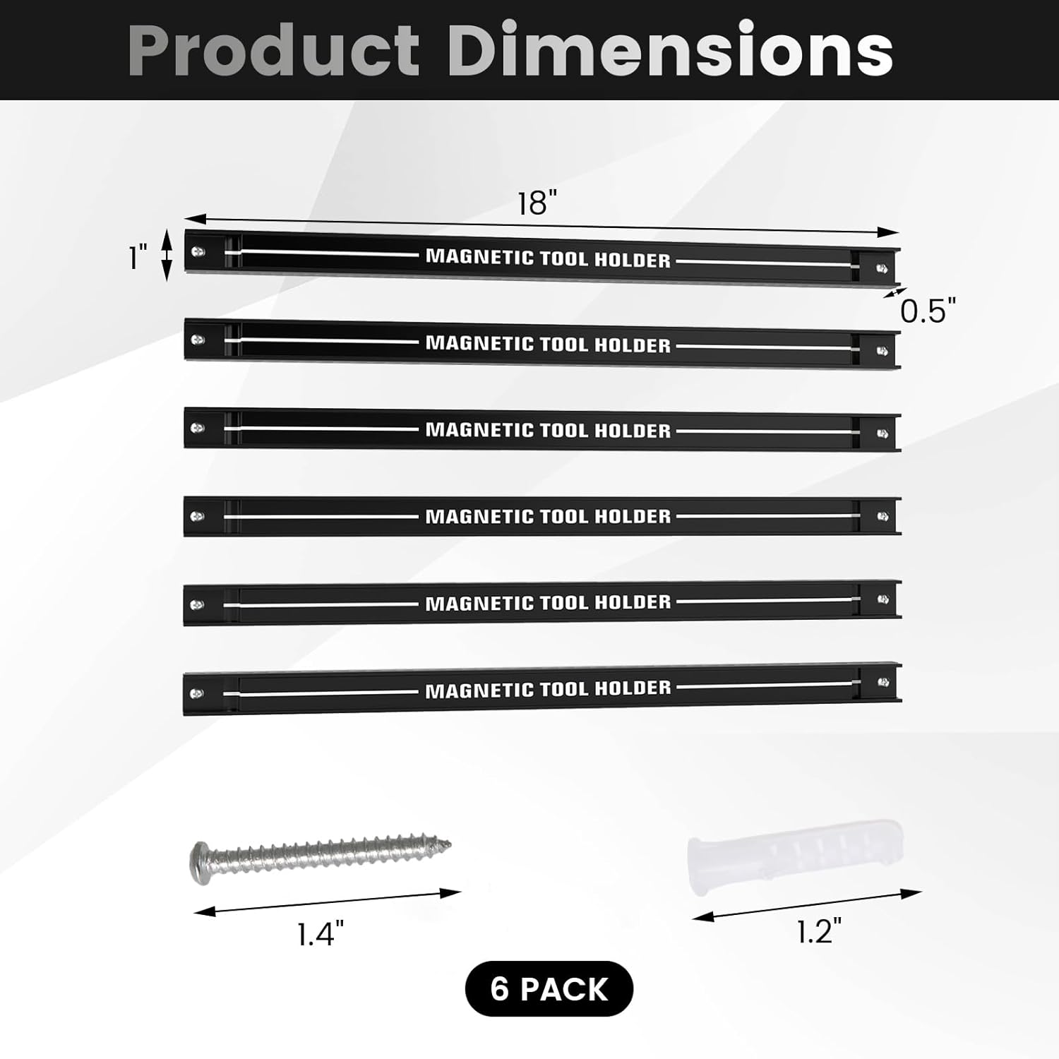 Goplus 6PCS 18" Magnetic Tool Holder, Wall Mounted 176LBS Capacity Magnetic Tool Organizer, Heavy Duty Metal Tool Rack, Tool Magnet Bar, Magnetic Tool Holder Strip for Garage Workshop