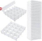45 Pack Drawer Dividers, Plastic Adjustable Drawer Storage Organizer for Tidying Clutter Socks, Underwear, Makeup, Kitchen, Dresser White