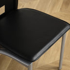 Karl home Modern Hollow Dining Chair Set of 4, Black Dining Chairs with PVC Backrest & Leather Cushion, Dining Chair for Kitchen & Dining Room, 300lbs Weight Capacity