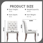 Upholstered Tufted Chenille Dining Side Chairs, Armless Nailhead Trim Chairs with Solid Wood Legs, Modern Farmhouse Chairs for Dining Room, Kitchen & Living Room (Set of 2, Beige)