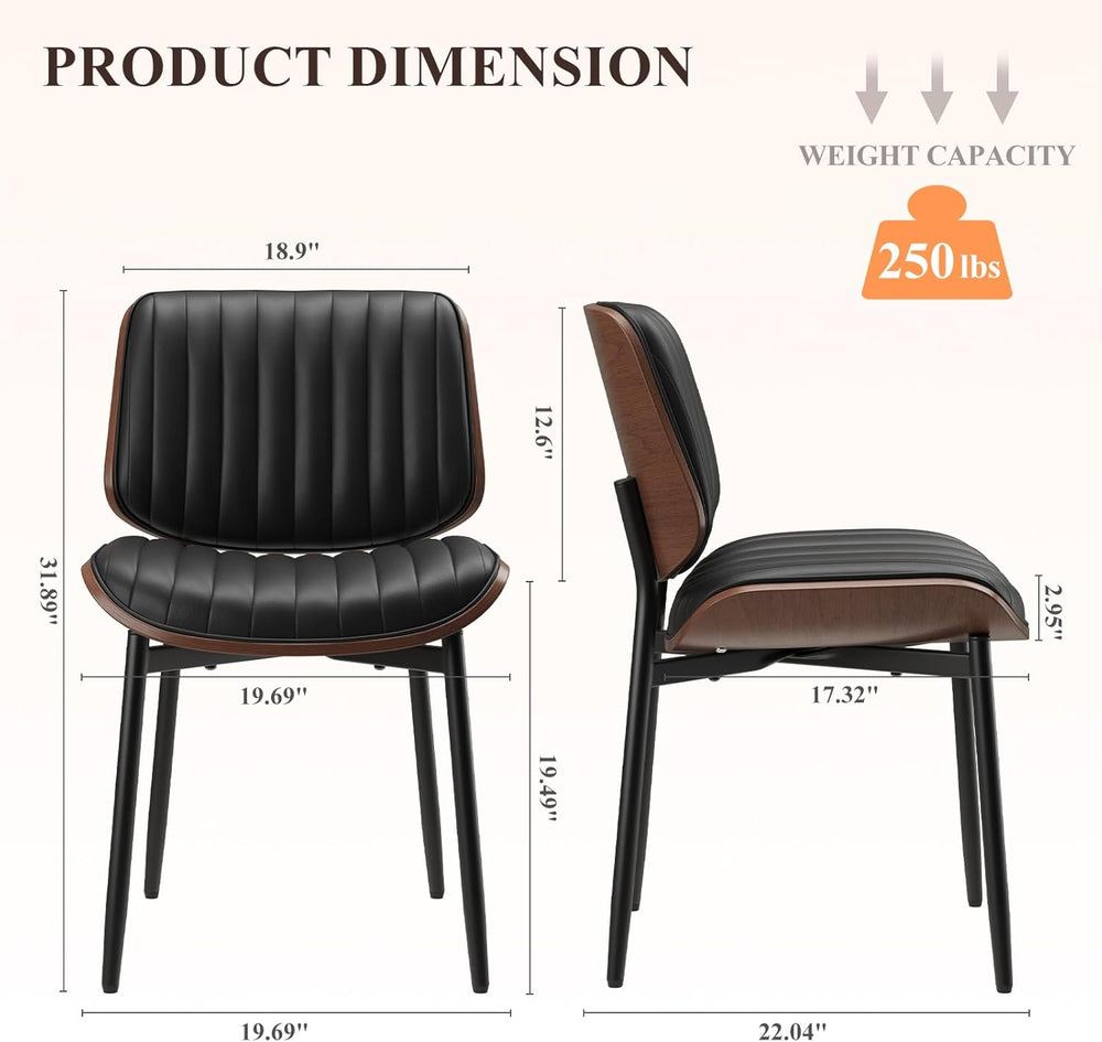 MALOL Leather Dining Chairs Set of 2, Modern Upholstered Dining Room Kitchen ...