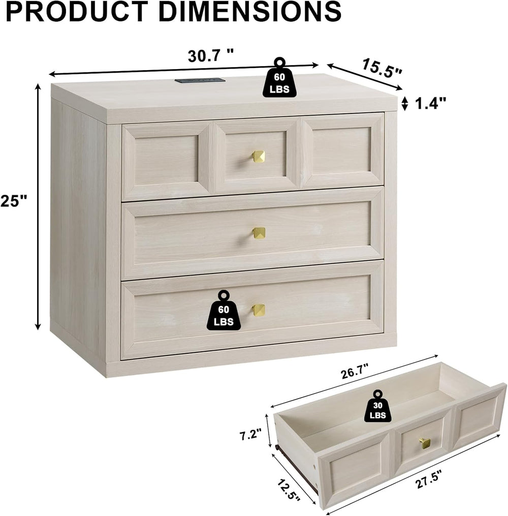 Night Stand Large W/Charging Station, 30.7" W Oversized Nightstands Tall...