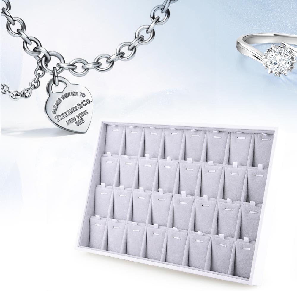Oirlv Velvet Stackable Jewelry Tray 32 Grids Pendant Organizer Display Showcase Jewelry Storage Trays