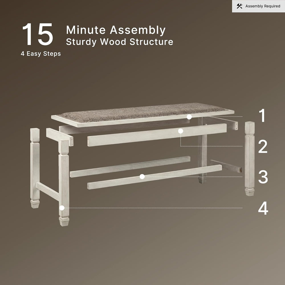 Signature Design by Ashley Bolanburg Double Upholstered Bench, Counter Height...