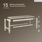 Signature Design by Ashley Bolanburg Double Upholstered Bench, Counter Height, Whitewash