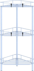 3 Tier Floor Standing Corner Shower Caddy Organizer Shelf with Hooks, Bathroom Shelves Stand Rack, Blue