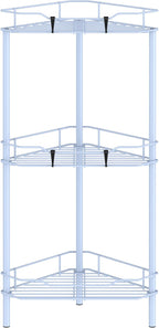 3 Tier Floor Standing Corner Shower Caddy Organizer Shelf with Hooks, Bathroom Shelves Stand Rack, Blue