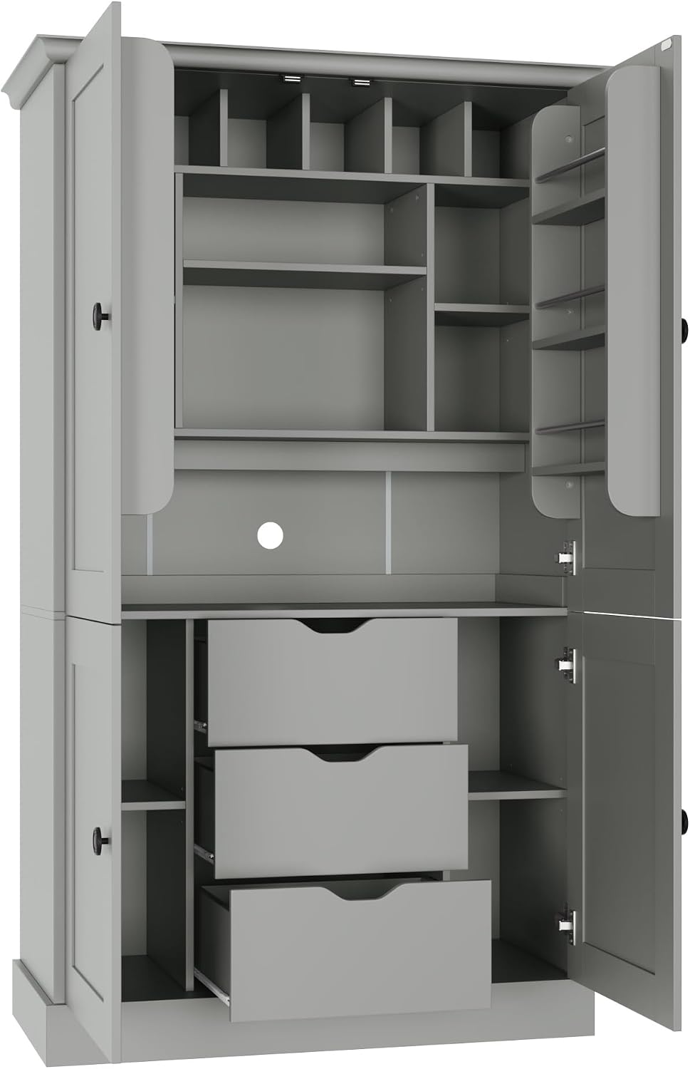 Freestanding Kitchen Pantry,Tall Storage Workstation with 4 Doors, 6 Door She...