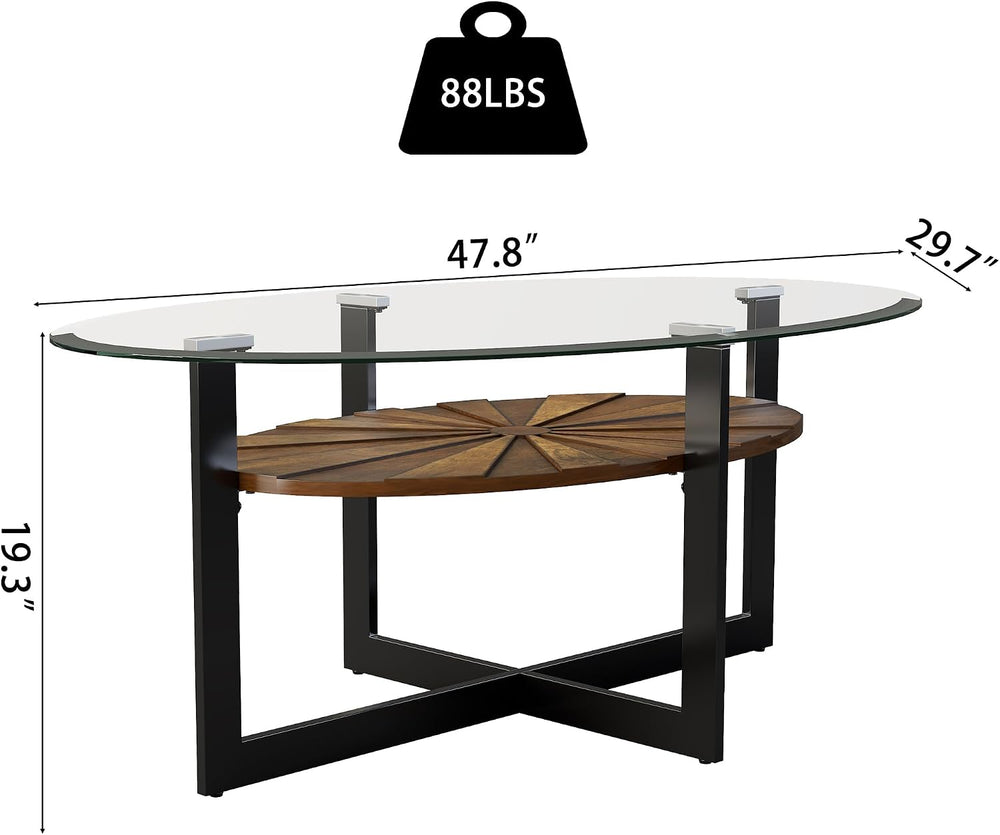 Set of 3 Living Room Tables Set -One Coffee Table and Two End Tables with Tem...