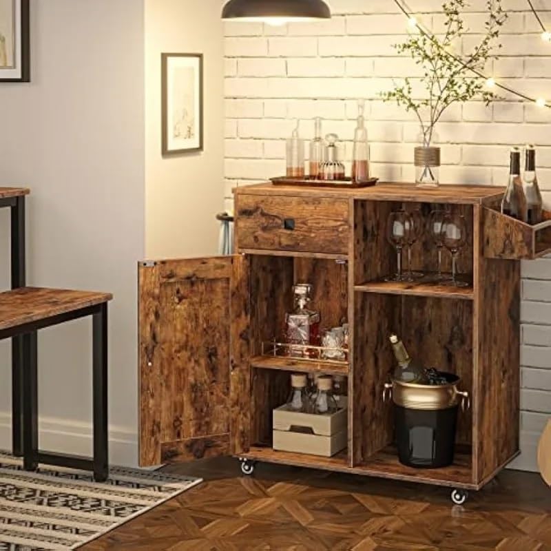 Kitchen Island, Storage Cabinet with Drawer, Cart with Spice and Towel Rack, ...