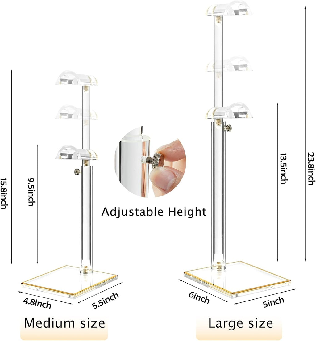 Adjustable Purse Display Stands, 2pc-9" to 16"&13"-24", Acrylic Purse Holder Stand, 8.5mm Thick Base Clear Handbag Hanging Stand for Vendor Boutique Retail Counter Display Tote Bag Clutch Jewelry