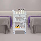 Medical Mobile Trolley Cart, Salon Storage Cart Movable Organizer Rolling Beauty Organizer Trolley 2 Foot-Operated Locking Castors 3 Open-Fronted Drawers 2 Waste Bins 176.37 Lbs Load Capacity