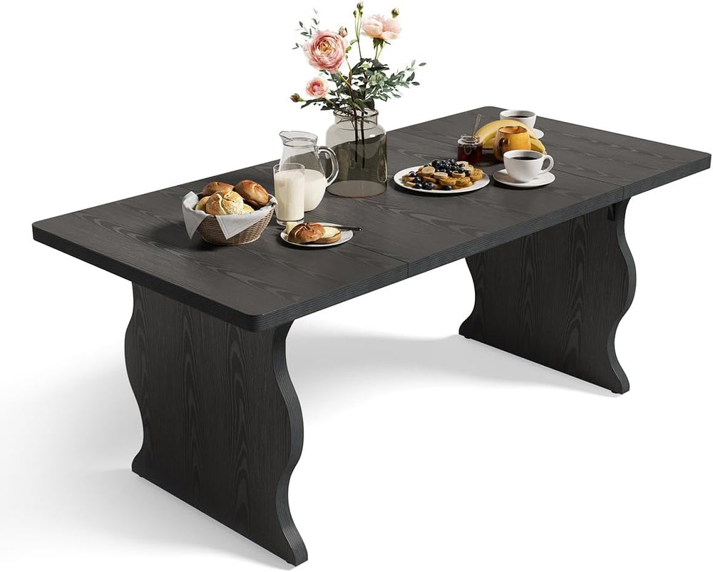 LITTLE TREE Modern Dining Table for 4-6 People, 63 Inch Rectangular Kitchen T...