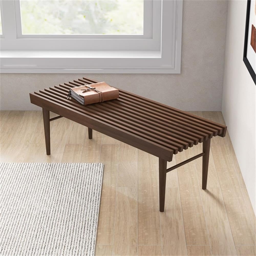 Pemberly Row 47" Mid Century Modern Rectangle Felicity Brown Teak Wood B...