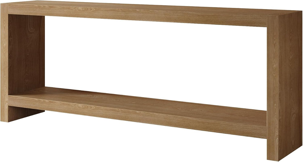 LUMISOL 63-Inch Farmhouse Console Table with Shelf, Light Brown | 2-Tier Rust...