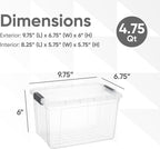 Superio Clear Storage Boxes with Lids, 4.75 Quart Plastic Container Bins for Organizing, Stackable Crates, BPA Free, Non Toxic, Odor Free, Organizers for Home, Office and Dorm, 8 Pack