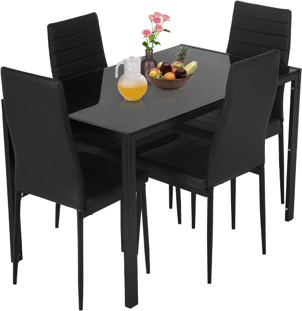 NChanmar Dining Table Set for 4 Furniture 5 Piece Faux Dining Set, Modern Kit...