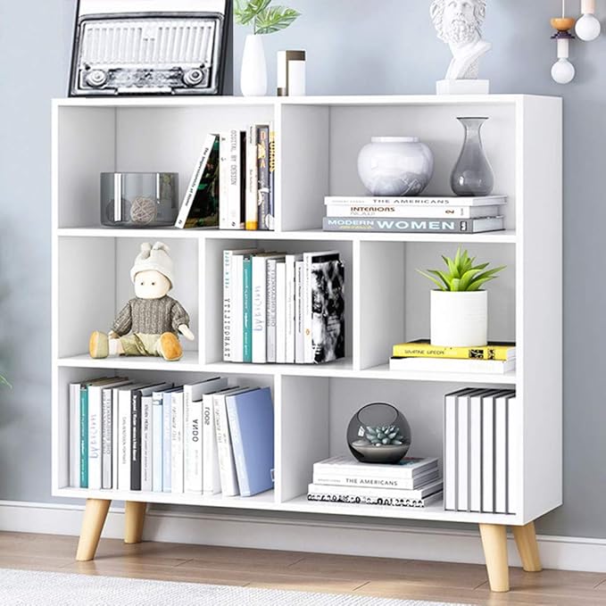 IOTXY Wooden Open Shelf Bookcase - 3-Tier Floorstanding Display Cabinet Rack ...