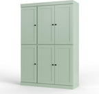 Palace Imports Solid Wood Kitchen Pantry Cabinet 71.5" Tall, 48.5" Wide – Storage Cabinet w/ 6 Shaker Doors, 2 Drawers & 8 Adjustable Shelves – Beige, 100% Renewable Eco-Friendly Wood, Made in Brazil