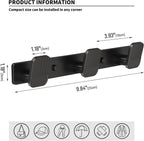 Coat Rack Wall Mount Coat Hooks - Black Hook Rack with 3 Hooks Aluminum Wall Rack Hooks for Hanging Coat Hat Bag Towel Hanger Rustproof Coat Holder