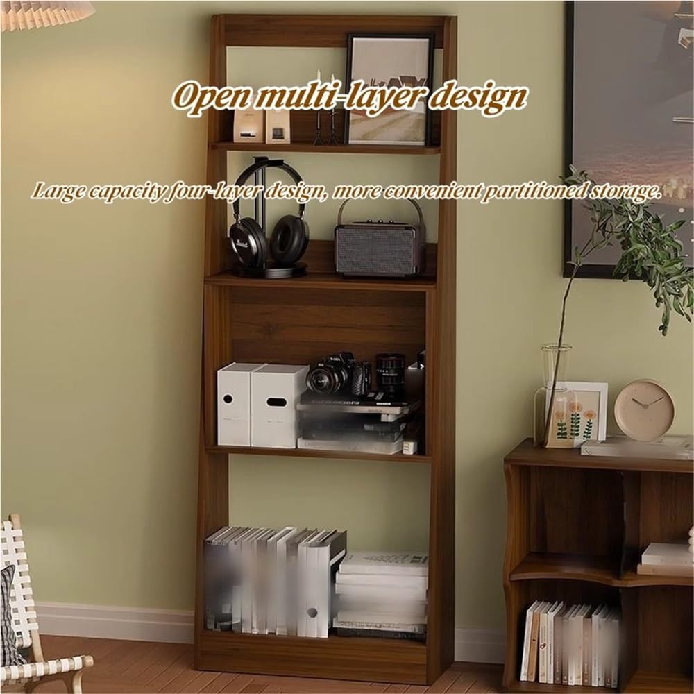 Vinta 4-Tier Wood Ladder Shelf - Stylish Open Display Rack, Floor-Standing Magazine Holder, Versatile Storage for Living Room & Study, Modern Home Decor