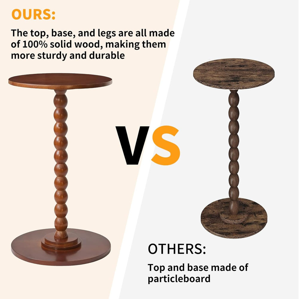 Aibiju Round Side Table, Solid Wood End Table, Small Drink Table Sofa End Tab...