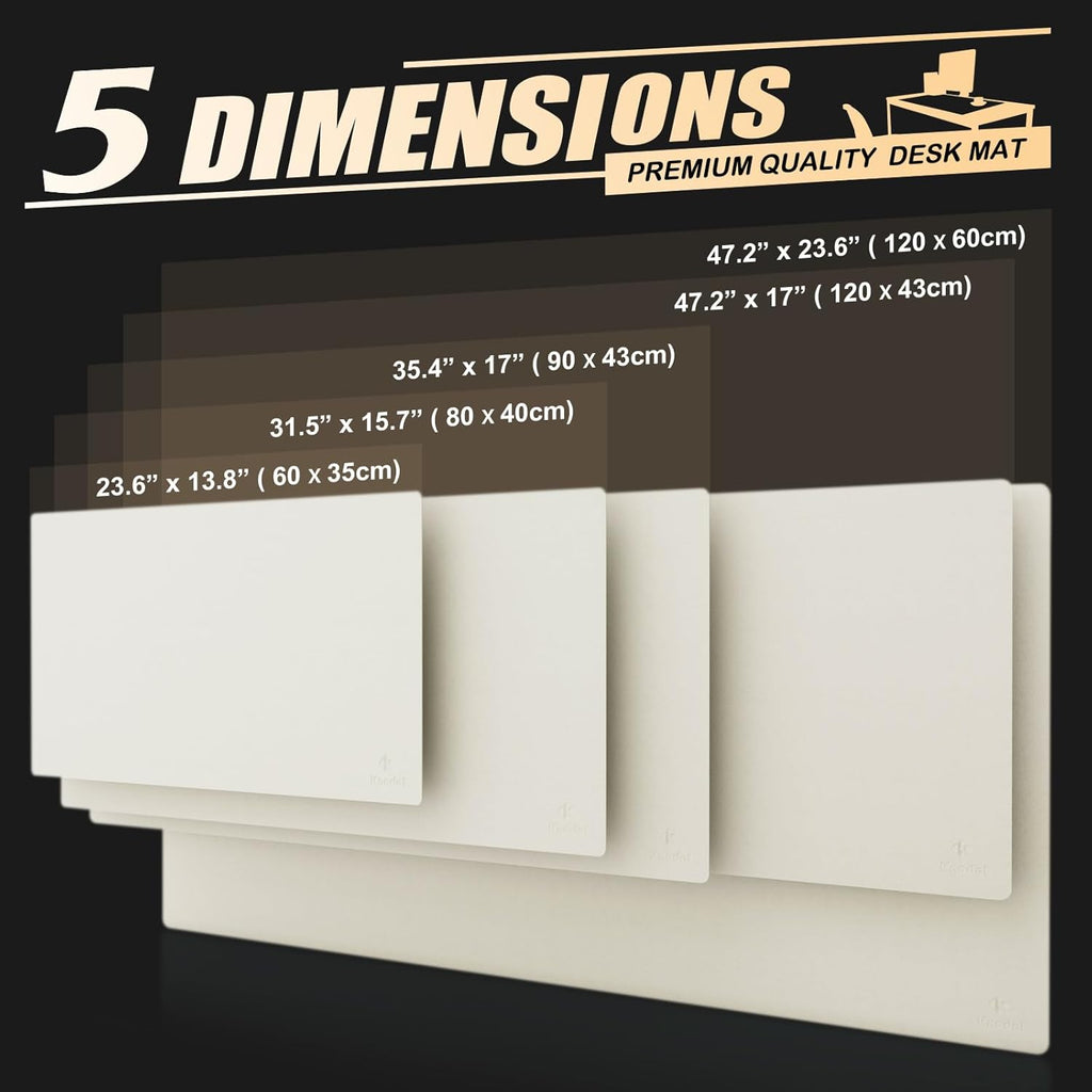 K KNODEL Large Office Leather Desk Mat, Mouse and Keyboard Pad, Computer and Laptop Mat, Desktop Protector and Cover, Writing Pad and Blotter (47.2"x17", White)