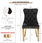 Mid Century Modern Dining Chairs Set of 4, Black Velvet Upholstered Tufted Back, Kitchen & Dining Room Chairs, Gold Metal Legs, Nailhead Trim, Sillas para Comedor (Black, 4 Pcs)