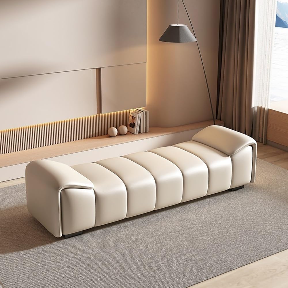 Modern Leather Bed End Stool Modern Bedroom Bedside Cloakroom Long Bench Shoe...