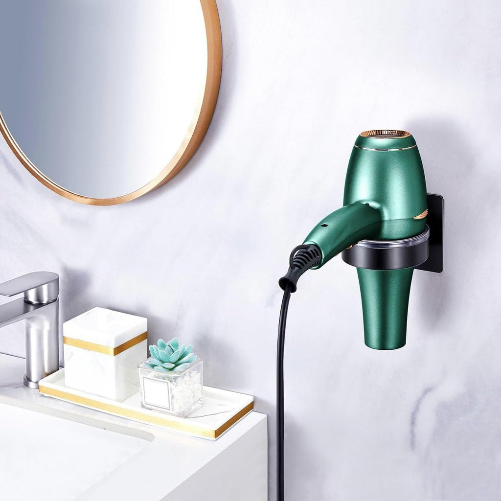 Hair Dryer Wall Mounted Holder,Stainless Steel Blow Dryer Holder,Self-Adhesive Bathroom Hair Styler Tool Organizer Storage Rack