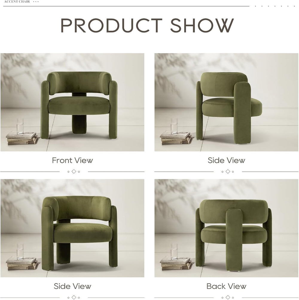 COLAMY Modern Velvet Accent Chair Set of 2, Upholstered Barrel Chairs, Comfy ...