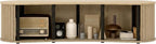 Fluted TV Stand with Storage Cabinet, 59″ Media Console with Sliding Tambour Door, Mid Century Modern Entertainment Center for Living Room, Oval Light Wood TV Stand for Bedroom (Oak)