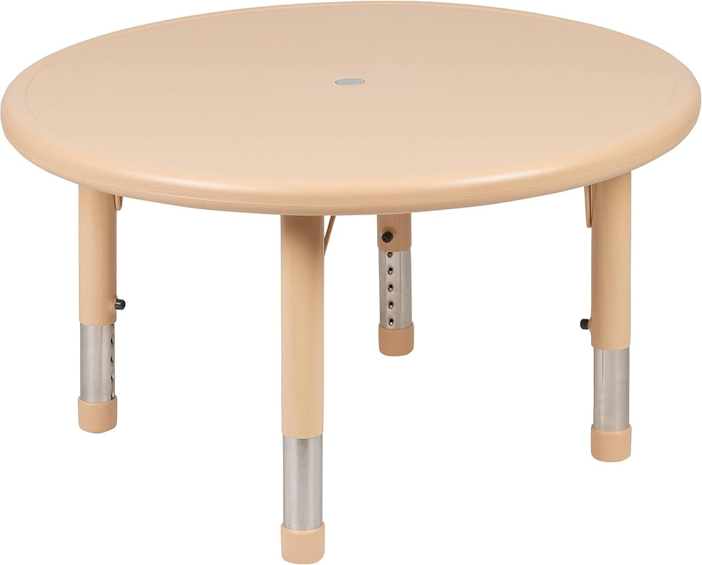 Flash Furniture 33 in Plastic Adjustable Round Activity Table, Natural