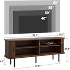 55''W Modern TV Stand Cabinet with Storage for TVs up to 60 Inch, Fluted TV Entertainment Center with Slatted Tambour Doors, Media Console for Living Room, Entryway, Walnut
