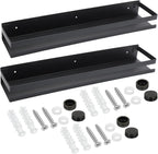 Lallisa 2 Pieces Stainless Steel Shelf Bathroom Shower Floating Shelves Wall Mounted Shower Caddy Basket Shelf Storage Organizer Shelves for Bathroom, Kitchen, Living Room(19.69 Inches/ 50 cm,Black)