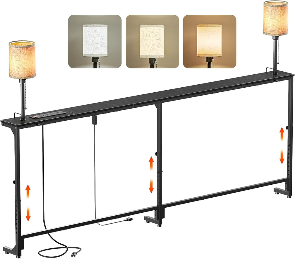 78.8" Sofa Tables Narrow Long with Lights & Charging Station - 4 AC ...