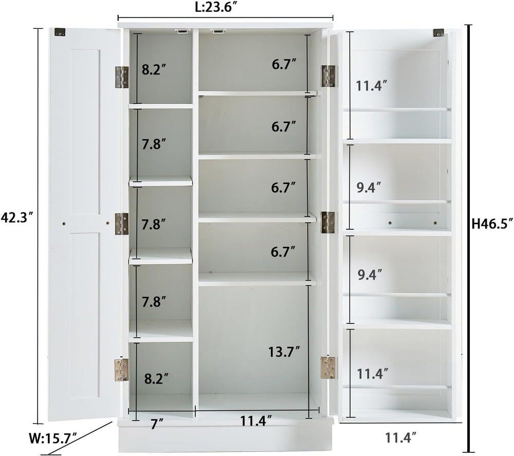 Kitchen Pantry Storage Cabinet with Adjustable Shelves, 47" Tall Free St...