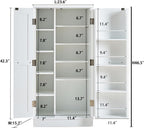 Kitchen Pantry Storage Cabinet with Adjustable Shelves, 47" Tall Free Standing Food Organization Cabinet for Kitchen Dining Room, Compact Space Saving Design for Craft Room
