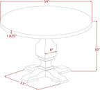 I53-0N-TP Dining Table with Acacia Wood Round Tabletop and Elegant Pedestal Base - Antique Walnut Finish