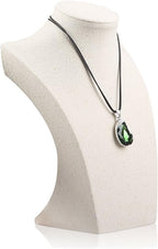Oirlv Linen Necklace Display Bust 3D Necklace Organizer Jewelry Display Holder (H-11.8inches)