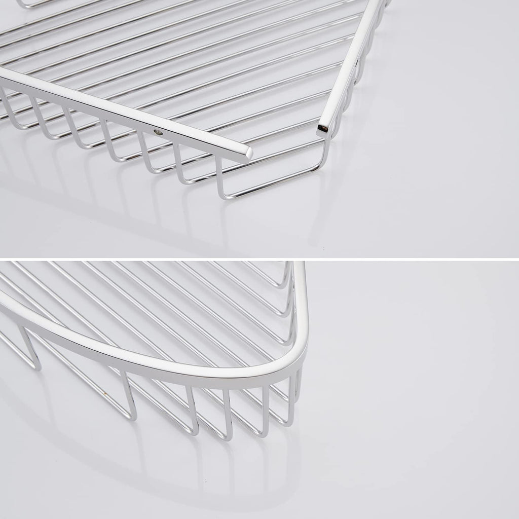 Bathroom Shower Caddy Corner Shelf, Corner-Hollow Design, Ultra Sturdy Rust-Proof Stainless Steel Shelf Organizer Shampoo Holder, Wall Mounted Storage Rack for Bathroom, Polished Chrome