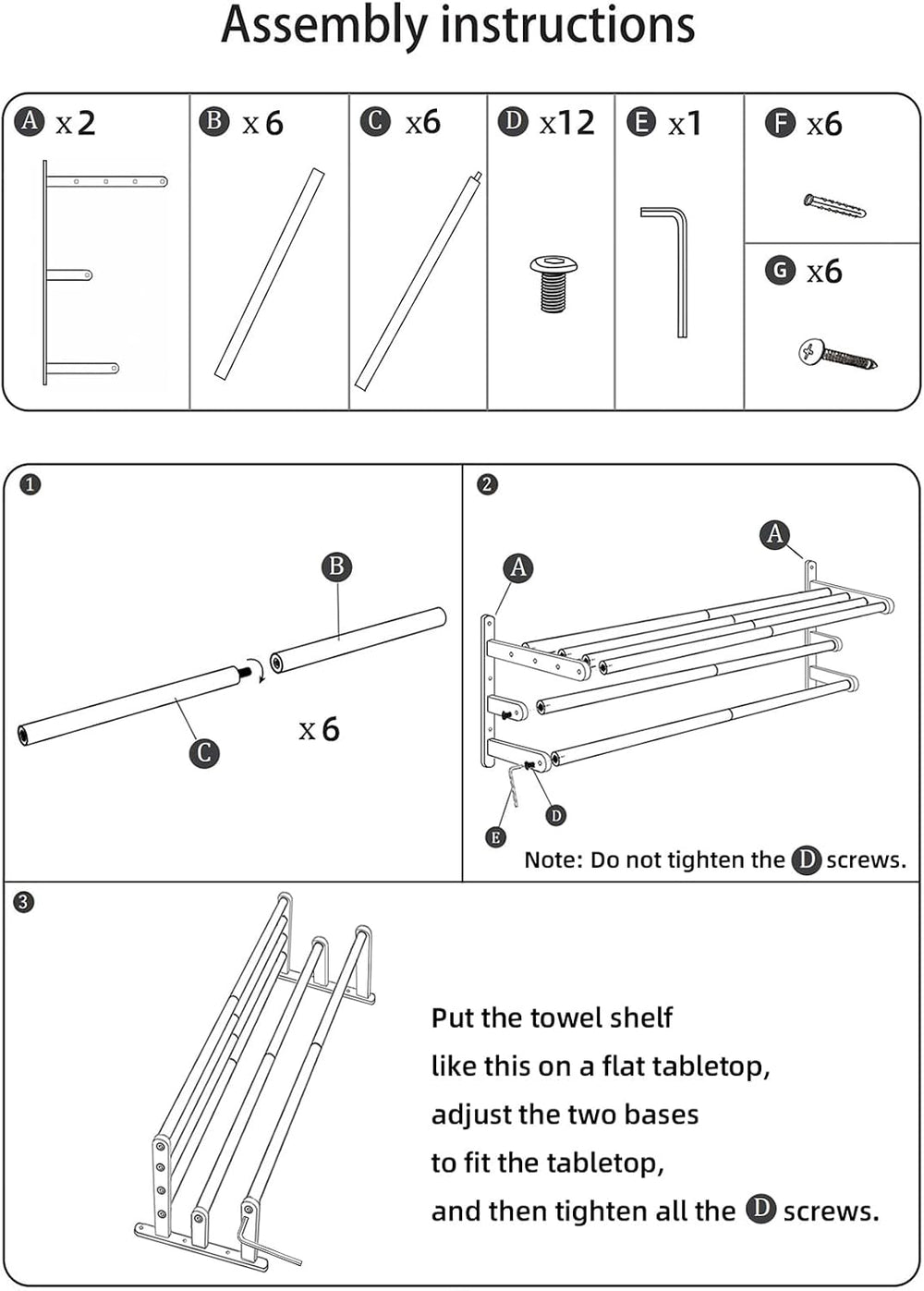 24 inch Towel Racks for Bathroom, VOTZAAQ Towel Shelf with Double Towel Bar, ...