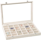 Stratalife Jewelry Organizer Stackable Earring Organizer Tray with Lid Jewelry Storage Tray for Earring Necklace Drawer Display Idea for Mom from Daughter (30 Grids)
