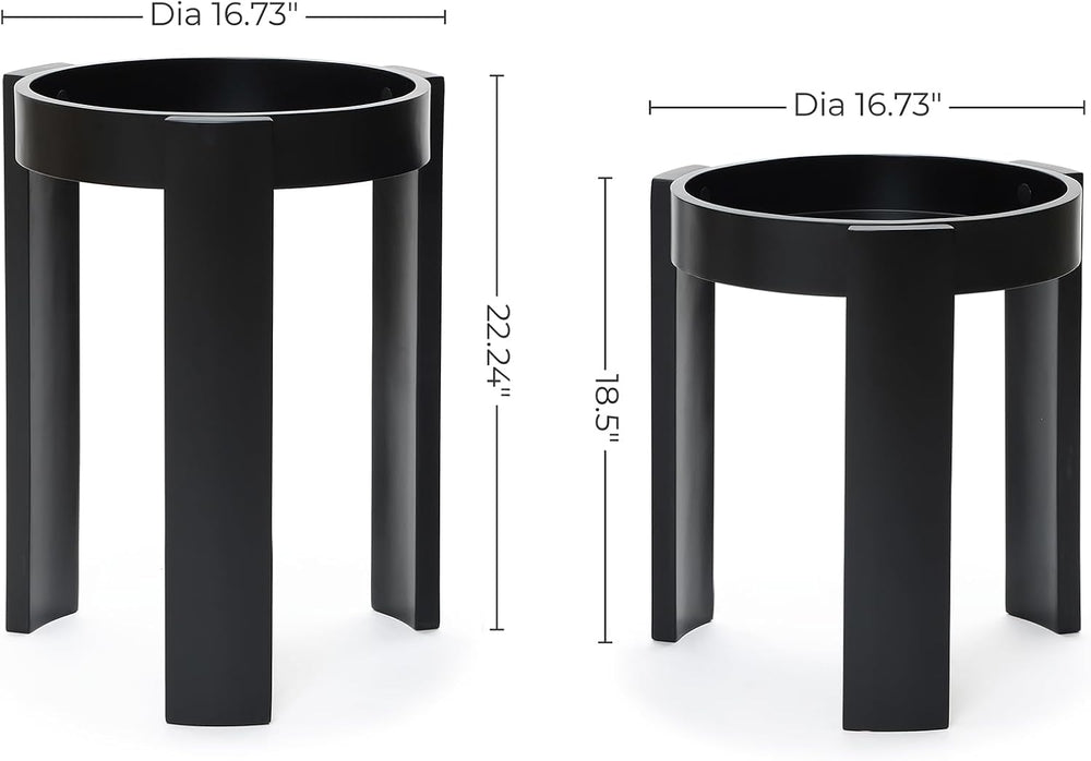 LuxenHome Set of 2 Black Nesting Tables, Space Saving Modern Round Side Table...