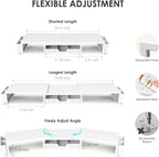 OPNICE White Dual Monitor Stand Riser, Metal Desk Organizers and Accessories with Drawer and 2 Pen Holders, Computer Monitor Stand for Desk