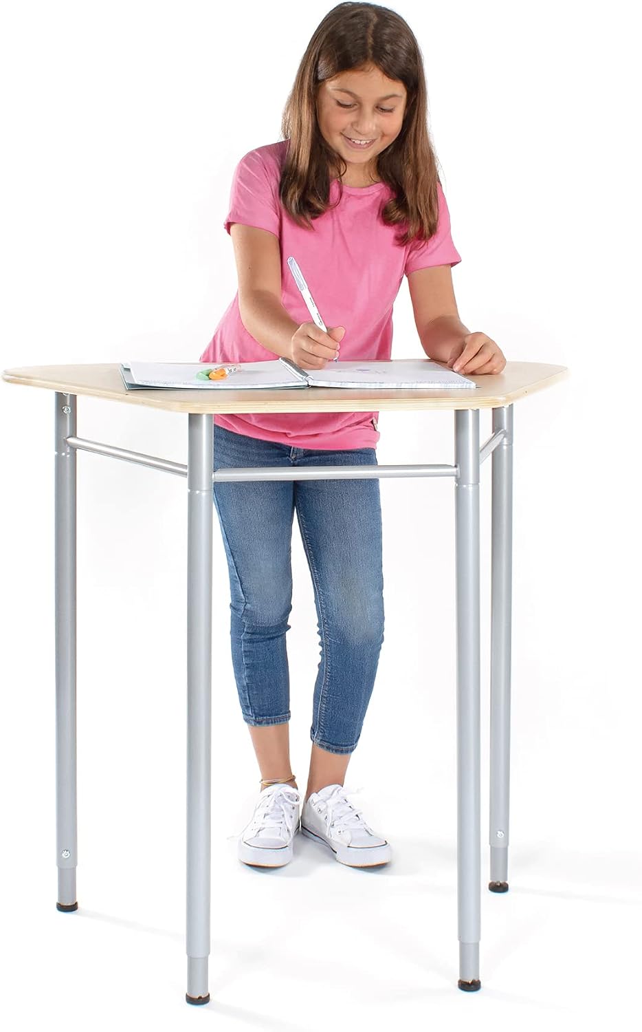 Guidecraft Standing Modular Desk for Adults and Kids: Adjustable Height Desk with Metal Legs for Home, Office, Classrooms and More
