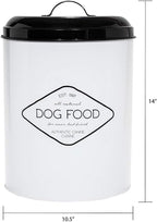 Amici Pet, , Buster All Natural Dog Food Large Metal Storage Bin, White