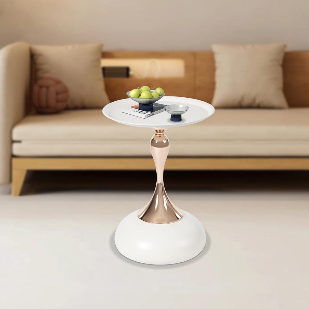 Metal Round End Table,Small Round Side Tables for Small Spaces, Modern Pedest...