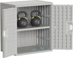 Amopatio Outdoor Storage Cabinet Waterproof with 1 Shelf, Patio Storage Shed All Weather Use for Lawn Care Accessories, 19.7" D x 29.5" W x35.4 H, Gray